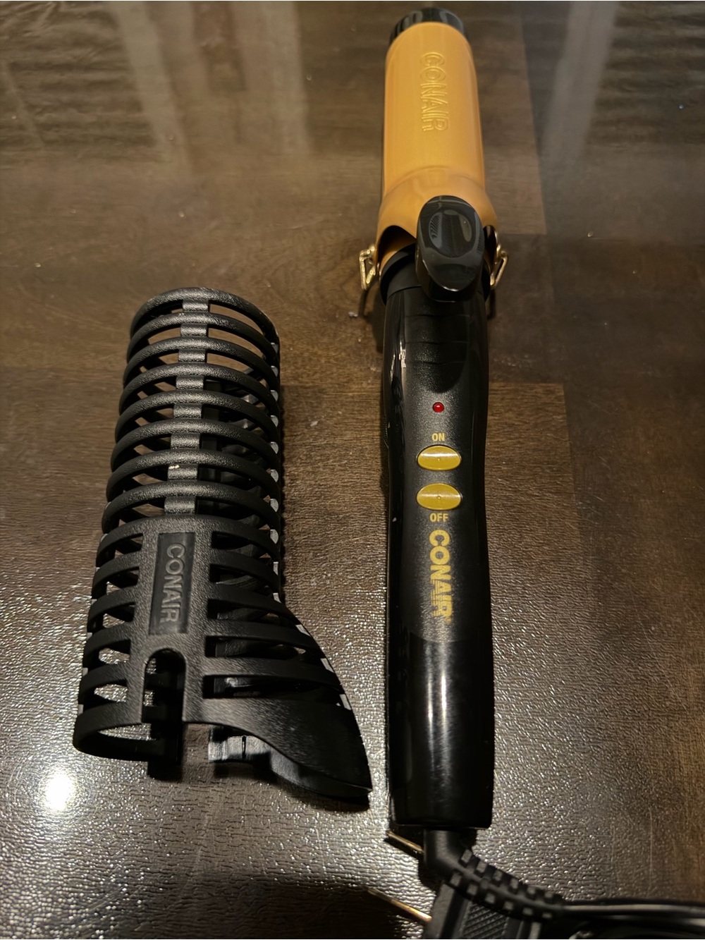 Gold & Black Curling Iron with Heat Guard